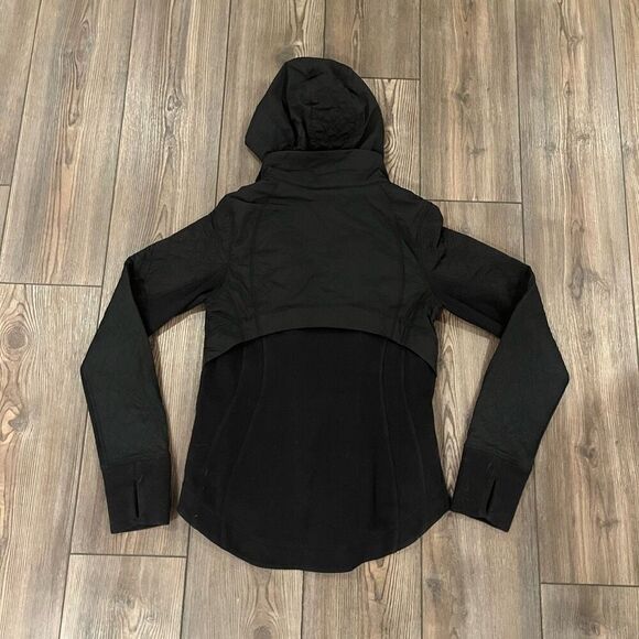 Athleta Cold Front Hybrid Jacket Women's 2XS Black Full Zipper Hoodie Pockets - Picture 3 of 8